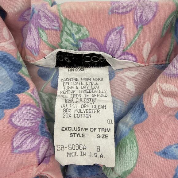 VTG MODELS COAT Womens House Jacket Floral Snap Cotton Size 8 Pockets Midi - Picture 6 of 10